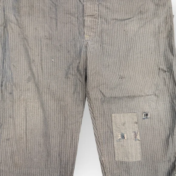 Vtg Key Imperial Hickory Striped Bibs - Patched Aged Patina - Picture 4 of 6